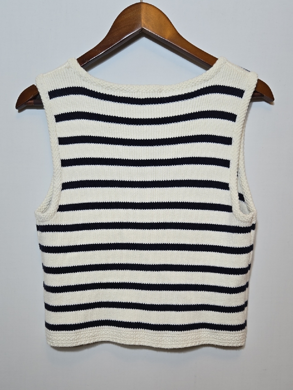 Abercrombie & Fitch Coastal Striped Knit Woven Sweater Vest Size M Nautical - Picture 9 of 10